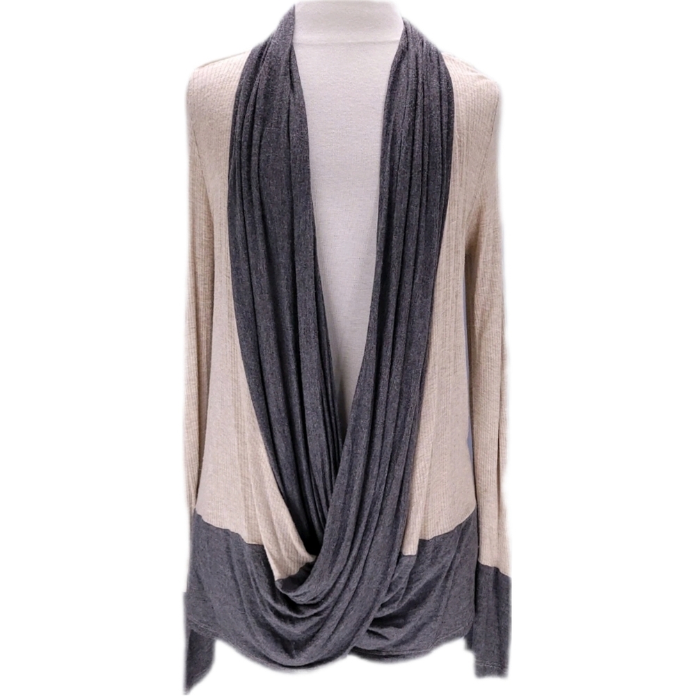 Sun N Moon M Womens Tunic Top Draped Deep V-Neck Long Sleeve Stretch Pullover